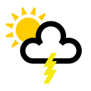 Geringe lichte regen in gebied met onweer